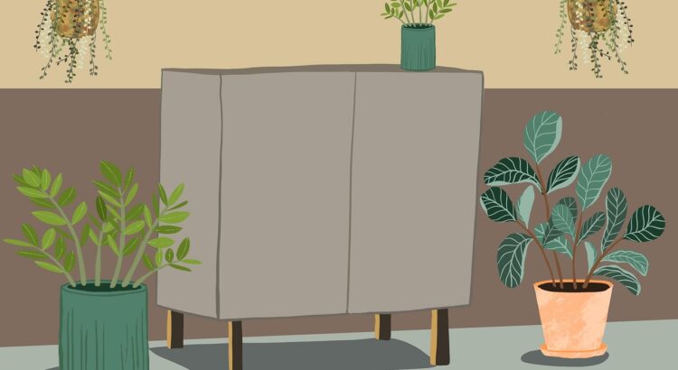 cabinet, furniture, home, plant, room, nature, design, digital