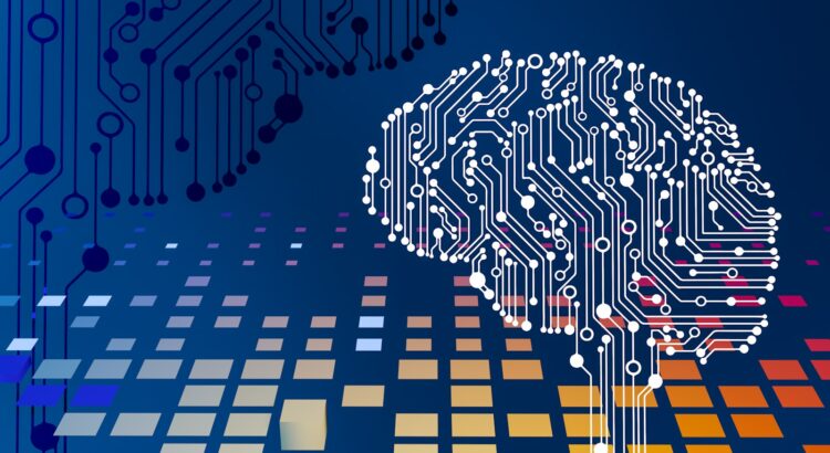 a computer circuit board with a brain on it